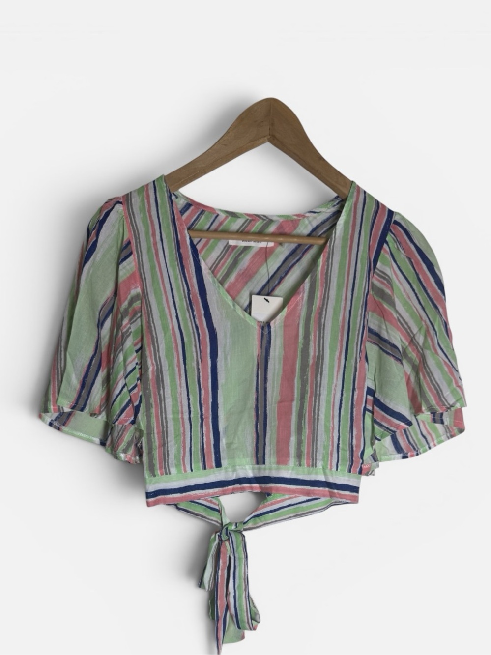 NWT Idem Ditto Striped Crop Tie-Front/Wide Leg Set in Pastel Colors Boutique S - Picture 2 of 5
